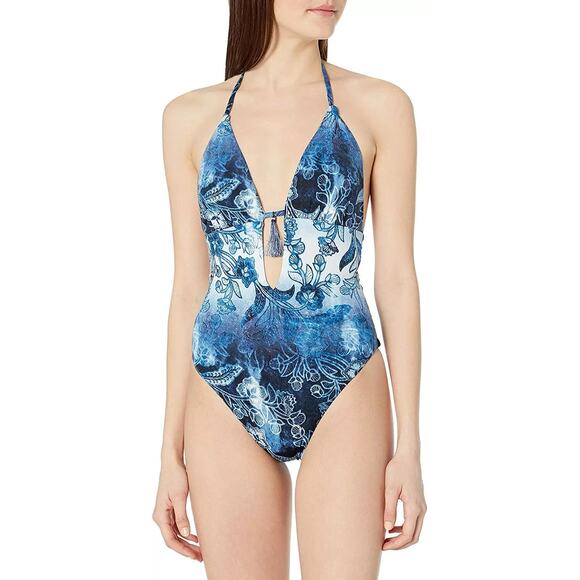 The Bikini Lab Indigo Your Own Way High Leg One-Piece Swimsuit Size M - Picture 1 of 5